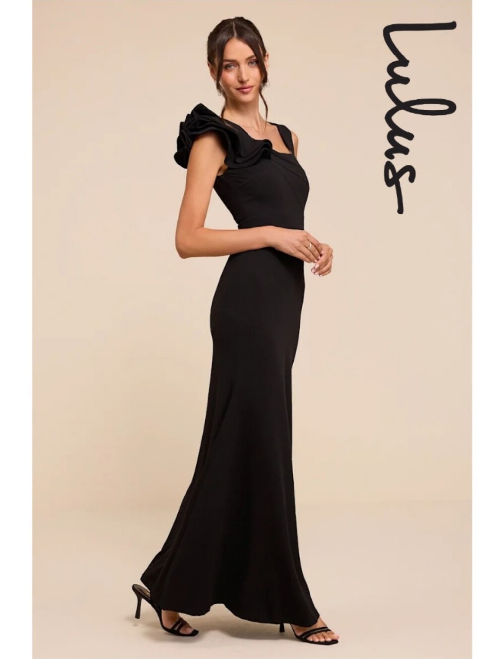 Lulus Lucette Black Sleeveless Ruffled Mermaid Maxi Dress